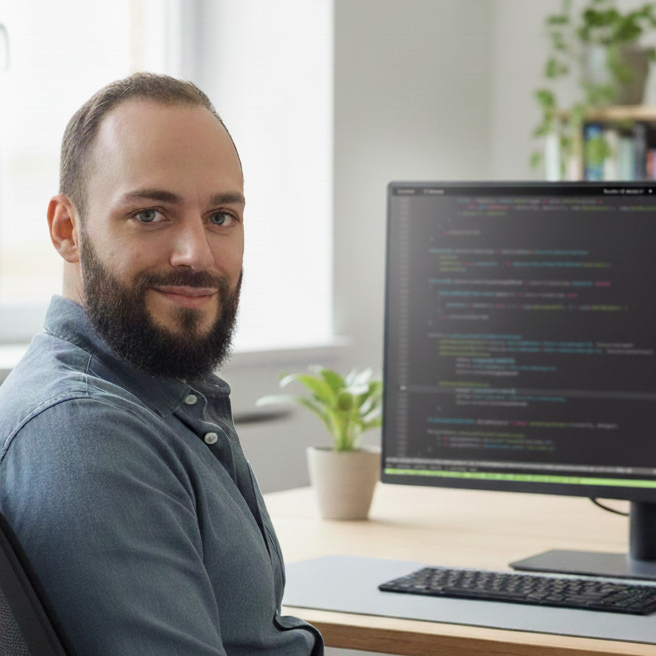 Developer at workspace